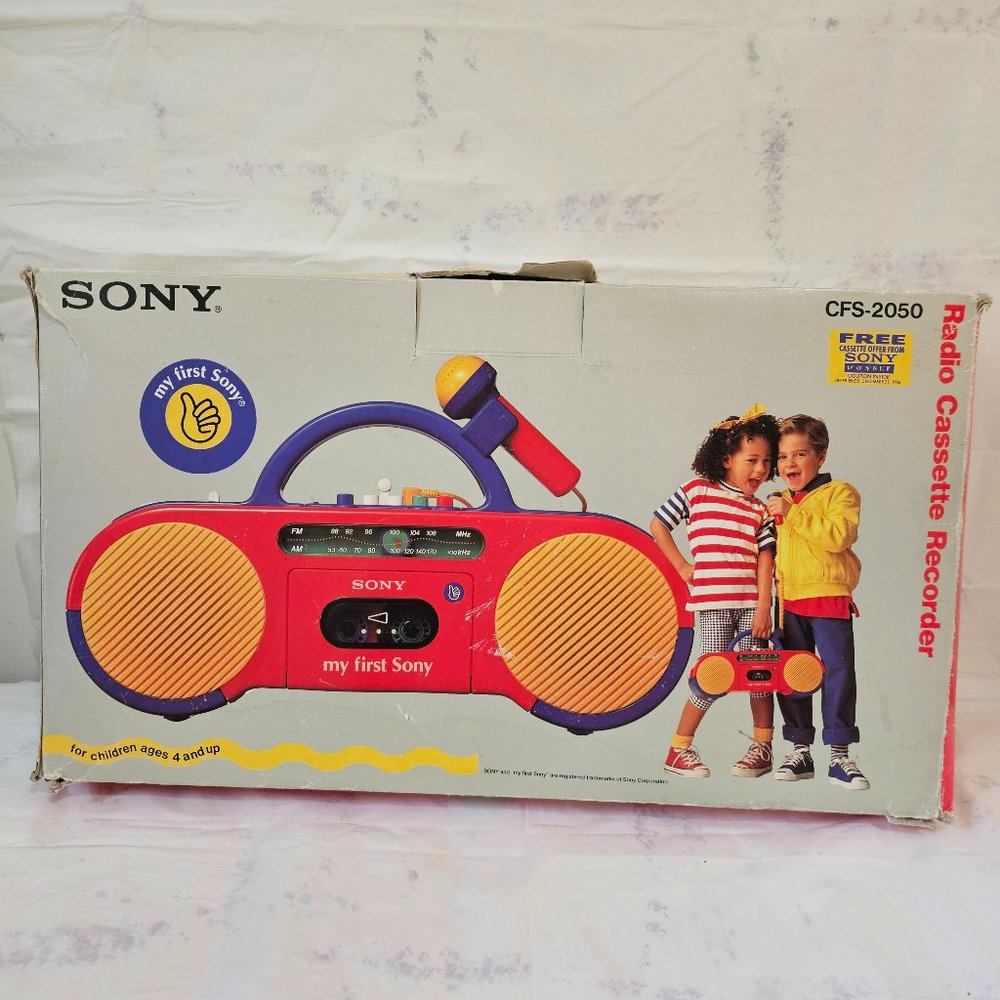 COPY - Vintage Sony My First Boombox Radio Cassette Recorder Kids Karaoke CFS-2…